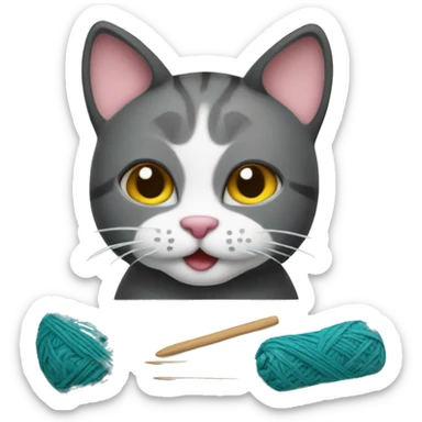 Cat making crochet sticker