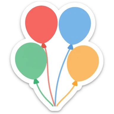 a bunch of colorful balloons, simple and cheerful sticker