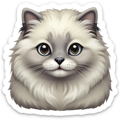 Cinematic Adorable Fluffy Grey Seal Ragdoll Cat Portrait Emoji, Head tilted cutely with big, sparkling eyes, soft grey fur with darker seal points on the ears, face, and paws, Simplified yet irresistibly adorable features, highly detailed, glowing with a soft, warm glow, high shine, affectionate and playful, stylized with a touch of whimsy, bright and endearing, soft glowing outline, capturing the essence of a curious and loving kitten, so cute it feels like it could leap out of the screen and snuggle up for a cuddle! sticker