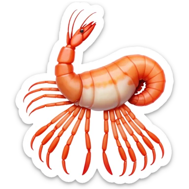 a body where the top half is a shrimp and the bottom half is a goat's legs and hooves sticker