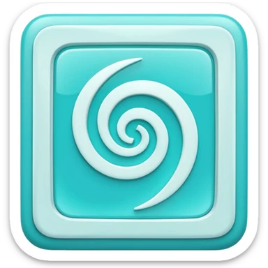 a Tiny compressed Stylized light-turquoise whirlwind symbol inside a pastel white square icon, light turquoise borders sticker