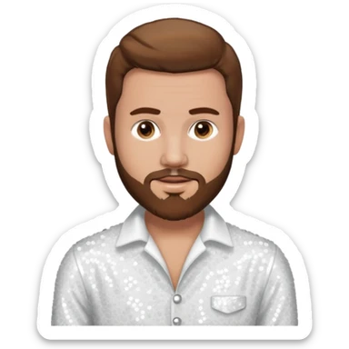 Justin Jeffre (b.1973) from 98 Degrees with brown hair and beard beard, white sequin outfit sticker