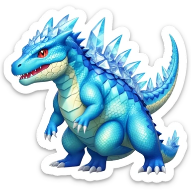 Colorful Exotic Aurorus-Feraligatr-Amaura-Salamence-Fakémon-hybrid-creature (full body)  sticker