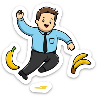 JD Vance with one foot stepping on a single banana peel on the ground, falling backwards sticker