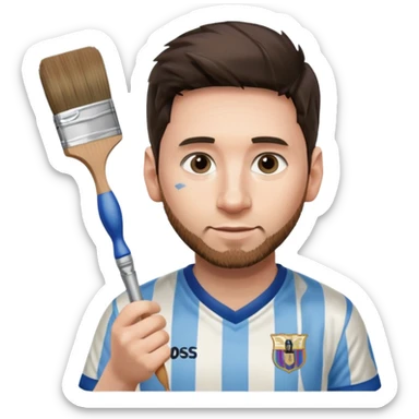 create an emoji of Lionel Messi in an Argentina shirt holding a paintbrush sticker