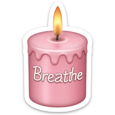 soft pink candle that says “Breathe” sticker