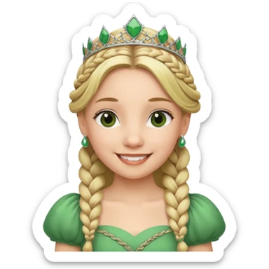 Princess in green Dress with Tiara, Braided Blonde Hair sticker