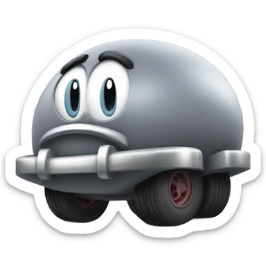 Metal cute mad Kirby Gray ball driving on car wheels with mad eyebrows game sticker