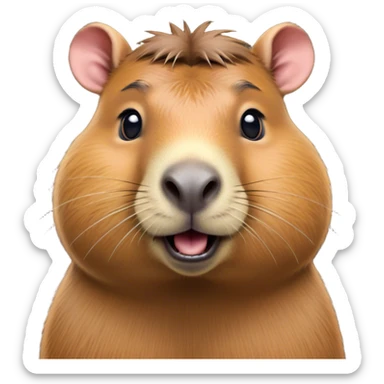 Cinematic Comical Capybara Portrait Emoji, Head tilted dramatically with an exaggeratedly amused expression, featuring a robust, rounded build and a distinct capybara face with a broad snout and quirky, small ears, rendered with lifelike soft fur and wide, comically expressive eyes brimming with playful disbelief; high shine, dramatic yet playful, styled with an air of cheeky mischief, soft glowing outline, capturing the essence of a spirited and over‐the‐top capybara that looks ready to side‐eye its way into viral fame! sticker