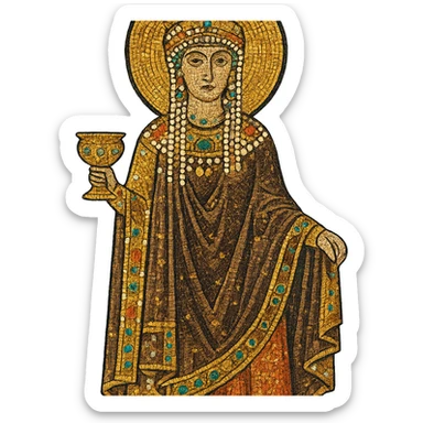 Empress Theodora in Byzantine regalia, mosaic art style, gold and jewel tones sticker