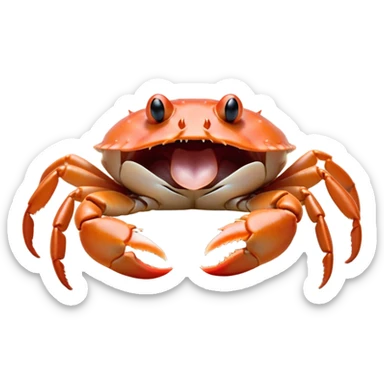 Cinematic Cute Yawning Baby Crab Portrait Emoji, Head tilted slightly with a dramatic, wide-open yawn, showcasing a petite, delicately armored body with gently drooping antennae and sleepy, half-closed eyes, Simplified yet irresistibly adorable features, highly detailed, glowing with a soft, cozy coastal glow, high shine, relaxed yet expressive, stylized with a dash of whimsical seaside charm, soft glowing outline, capturing the essence of a drowsy yet affectionate baby crab that appears ready to scuttle off for a nap! sticker