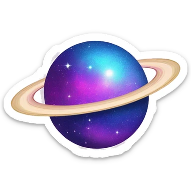 sparkly glittery blue purple and pink glitter planet with saturn ring sticker