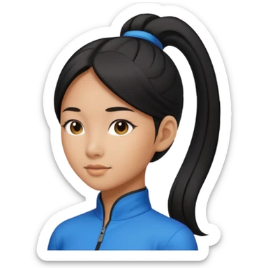 asin girl with black long slick backed hair into tight ponytail  sticker