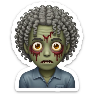 make the iphone zombie emoji and make it lightskin and give it curly hair sticker