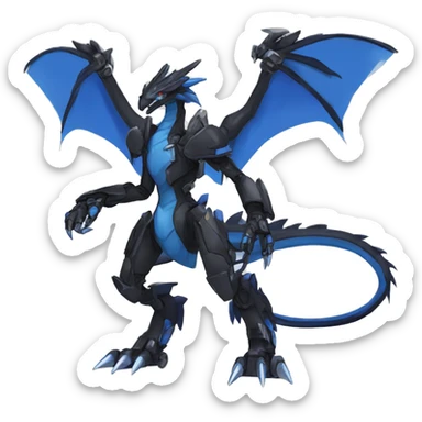  Cool Edgy Black Blue Digimon-Fakemon-Raptor-Dragon-Mecha full body sticker