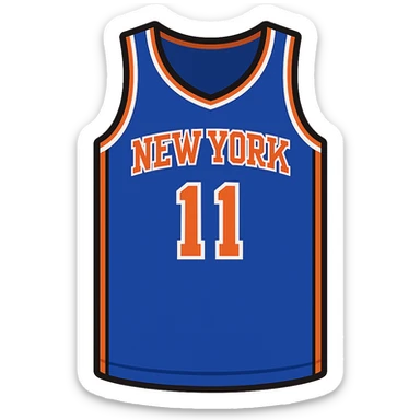 flat toon style new york knicks basketball jersey featuring the number 11 sticker