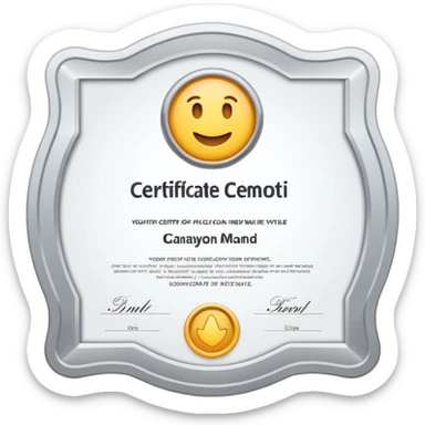 white certificate sticker