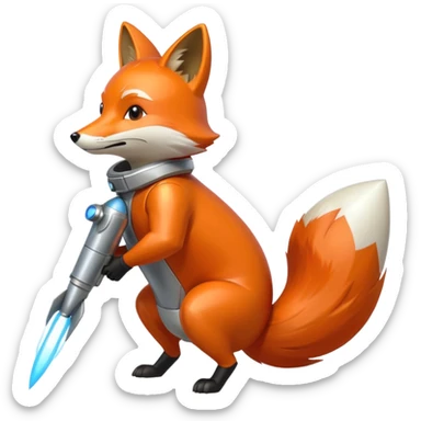 rocket-powered fox sticker
