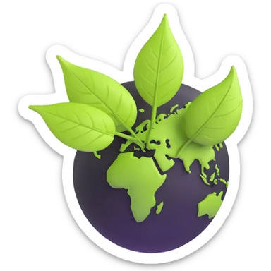 modern 3D eco-friendly logo with leaf and globe sticker