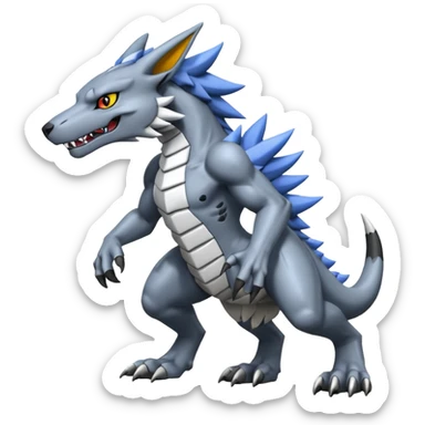  Cool Edgy Shiny Greymon-Sergal-Weregarurumon full body sticker