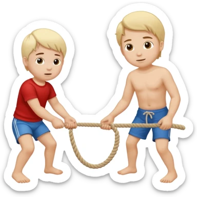 un niño pequeño y un hombre jugando al juego de tirar la soga (la soga blanca) sticker