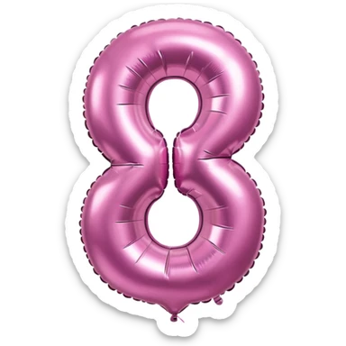 Pink foil balloon in the shape of a number 6 sticker