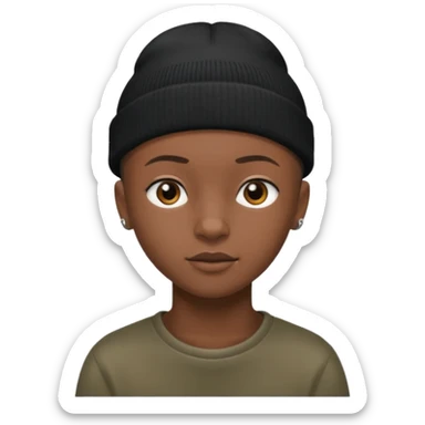 an african teen with buzzcut and wears a beanie sticker