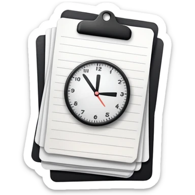 small stack of papers with a timer symbolizing heavy admin workload sticker