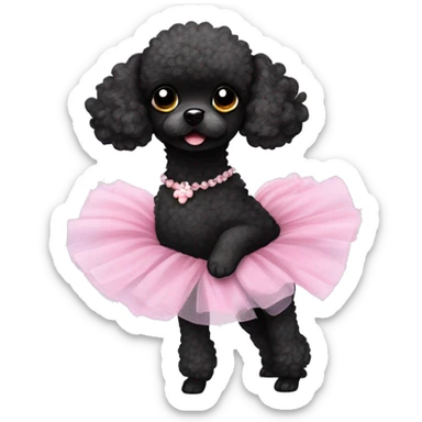 Black toy poodle in ballet tutu sticker