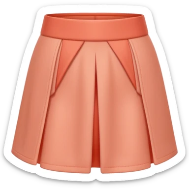 A 3D cartoon peach-coral skort (skirt-shorts combo) with gentle fabric folds and neat finish, isolated on plain background, Memoji-style. sticker