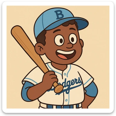 Light blue Little people pictures a boy Jackie Robinson Witam by 20 Label Sanches Vegas Mustined by Linzie Heater sticker