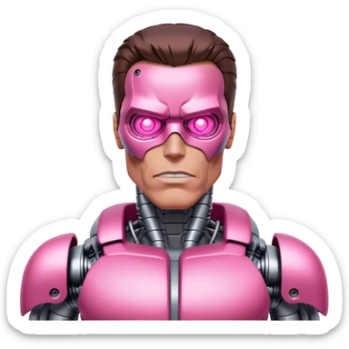 schwarzenegger-looking half robotic half human pink terminator  sticker