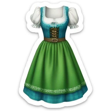 Blue green traditional oktoberfest drindl dress only. sticker