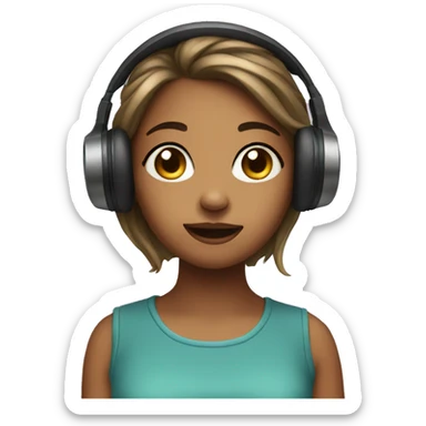 A girl who listens to music sticker