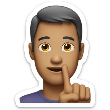 face - man stroking jawline with index finger sticker
