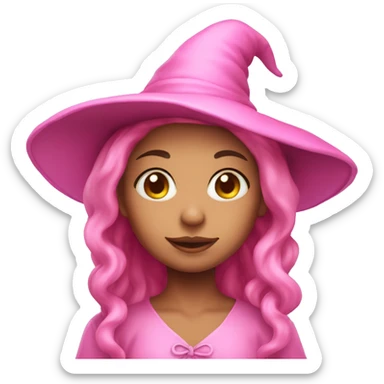 kids pink witch fair skin sticker