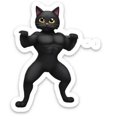 black cat in the gym holding weight sticker