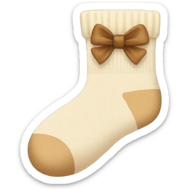 beige socks with a bow sticker