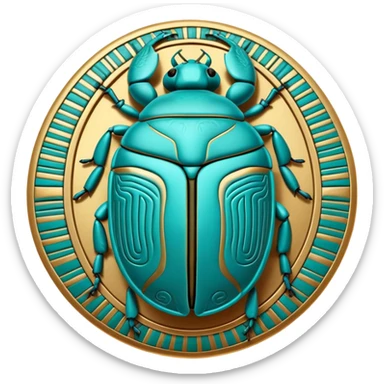 ancient Egyptian scarab beetle amulet with hieroglyphics sticker