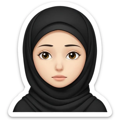 sick and tired woman in black hijab more expressive and cuter style of drawing sticker