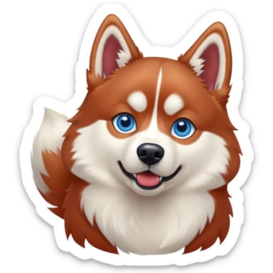 disney-style red siberian husky with blue eyes, playing sticker