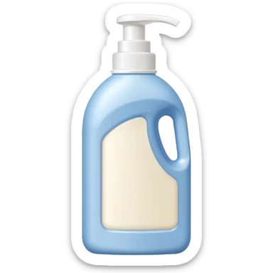 detergent bottle, cream colored, small white cap sticker
