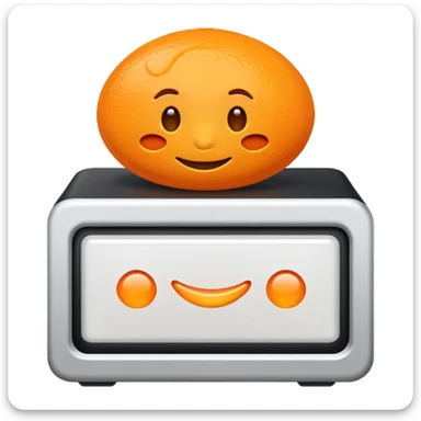 simple orange emoji of a server with the AWS logo, minimal, friendly sticker