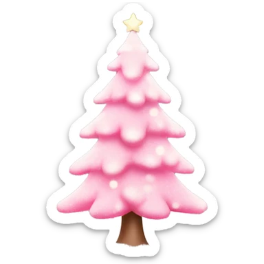 Pink Christmas tree with soft lights and snow  sticker