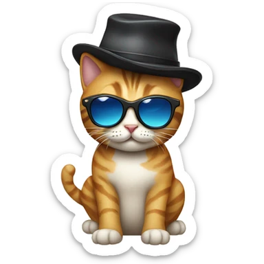 cat with  hat and sunglass sticker