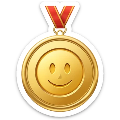 JUST THE CIRCLE  golden medal with a glossy finish, central clean,  sticker