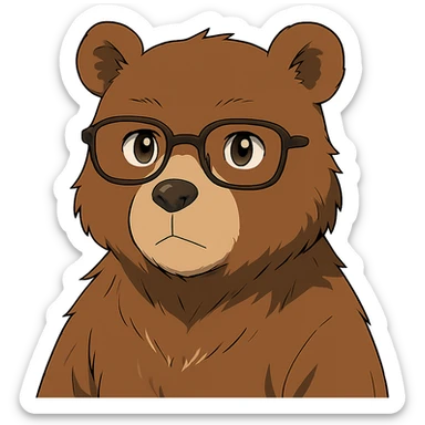 anime style bear wearing glasses sticker