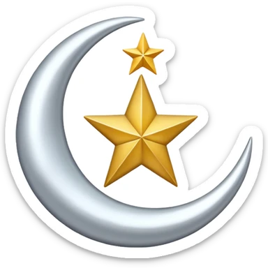 Star and Crescent emoji with black backgroun and no face but the start and crescent both should be in white colour sticker