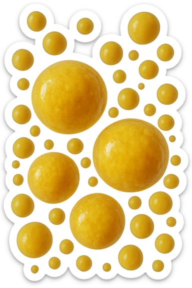 cellule di grasso gialle (adipociti) fluttuano in aria, iperrealistico 4k sticker