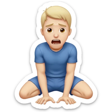 man on hands and knees yelling in agony  sticker